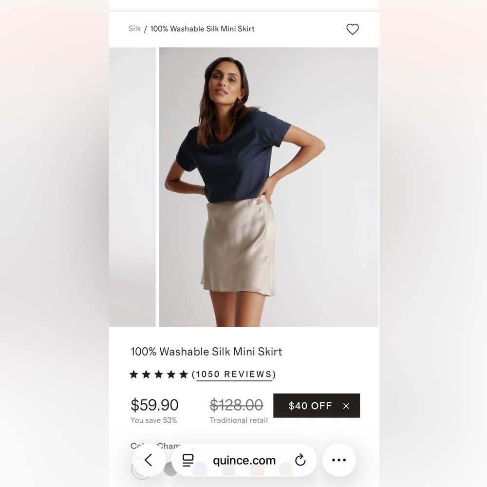 Quince Silk Mini Skirt in Champagne